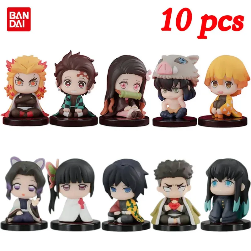 Animeancy 10pcs Demon Slayer Q Version sitting figures set with Tanjiro and main characters
