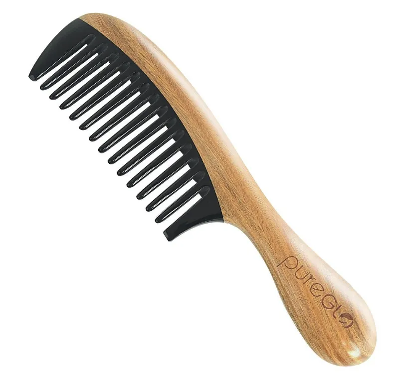 Mislish Anti-static Horn Wide Tooth Hair Comb in natural tan
