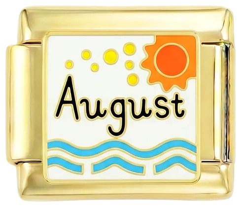 Charms Official August on Gold charm for bracelets and watches