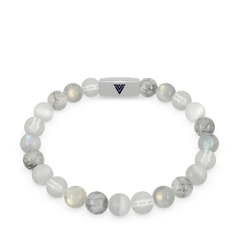 VOLTLIN Crown Chakra Stretch Bracelet - quartz, labradorite, and selenite beads on elastic cord
