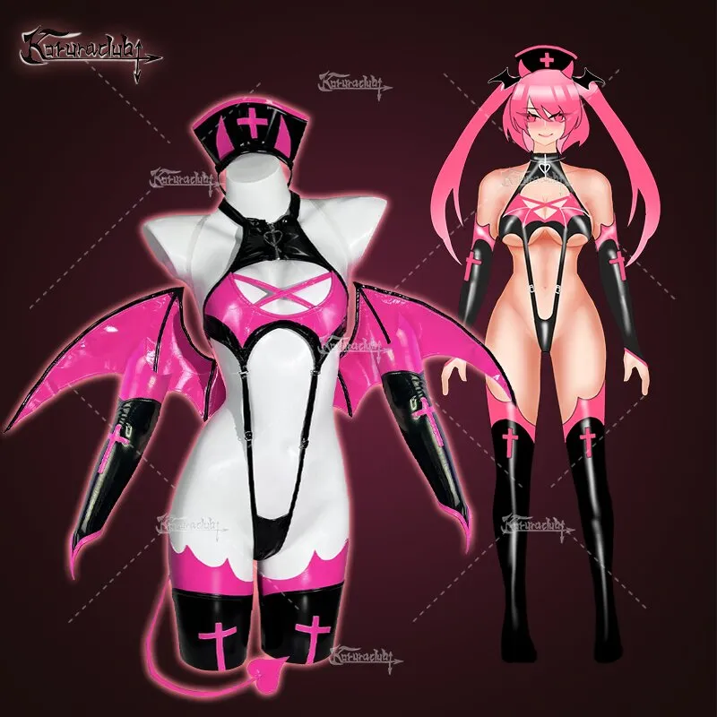 Koruraclub Cosplay Love-heart Succubus Lingerie KO12 six piece PU leather set