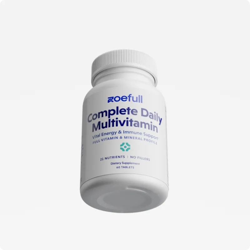 Zoefull Complete Daily Multivitamin bottle with 21 essential vitamins and minerals