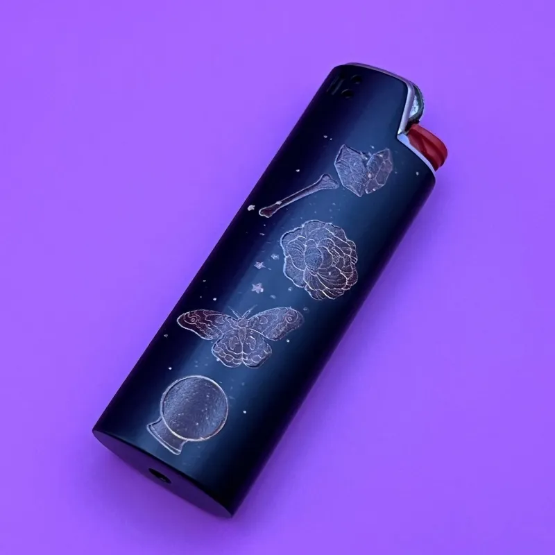 High Dreams Lighter Case Magic displaying metal sleeve with bohemian mystical print design for standard BIC lighter