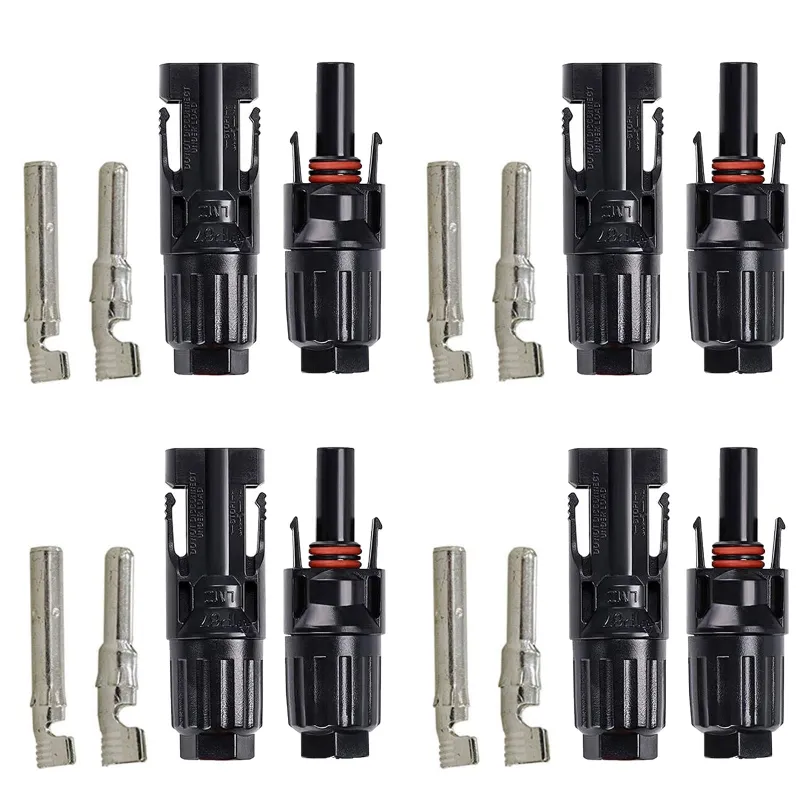 ACOPOWER 4 Pairs Male/Female Solar Connectors with IP67 waterproof rating and self-locking system