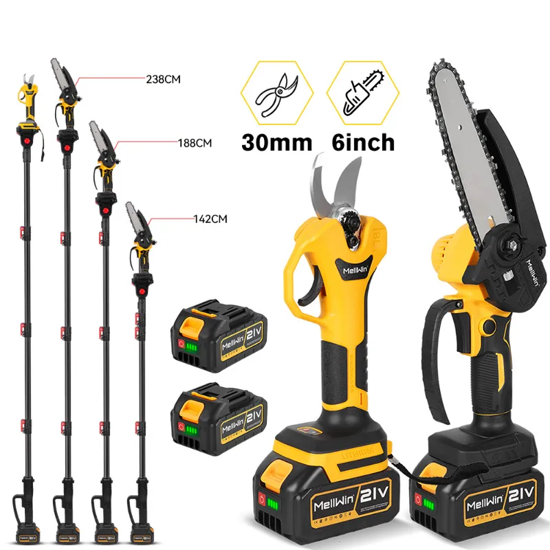 NewBeny cordless 6 inch chainsaw 30mm pruning shears 2m telescoping pole