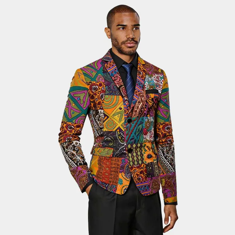 Cloudstyle Floral Printed Casual Blazer Coat Canvas in vibrant multicolor floral pattern
