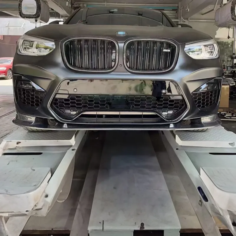 Twenty Two Tuning 3D Carbon Fiber Front Lip Spoiler compatible with BMW X4M F98 shown in gloss finish