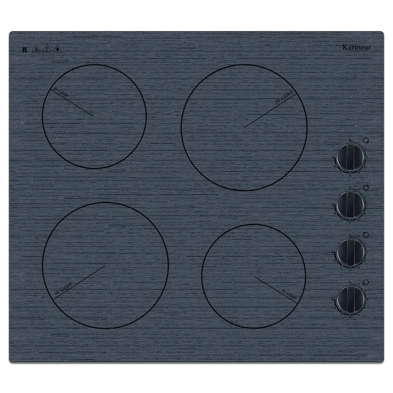 Karinear Appliances 24 Inch 4 Burner Electric Stove Top With Woodgrain - Gray, woodgrain glass surface with knob controls