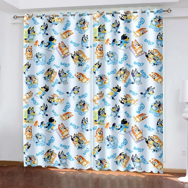 EBuycos Bluey Curtains Blackout Window KidsDrapes, hanging curtain panels