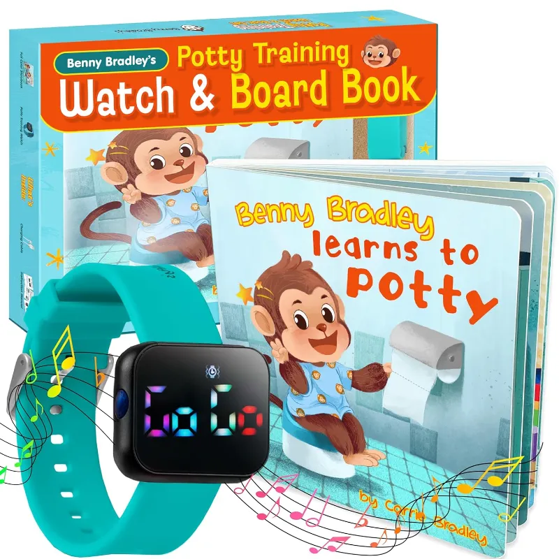 Benny Bradley's Potty Training Watch in turquoise with board book for kids