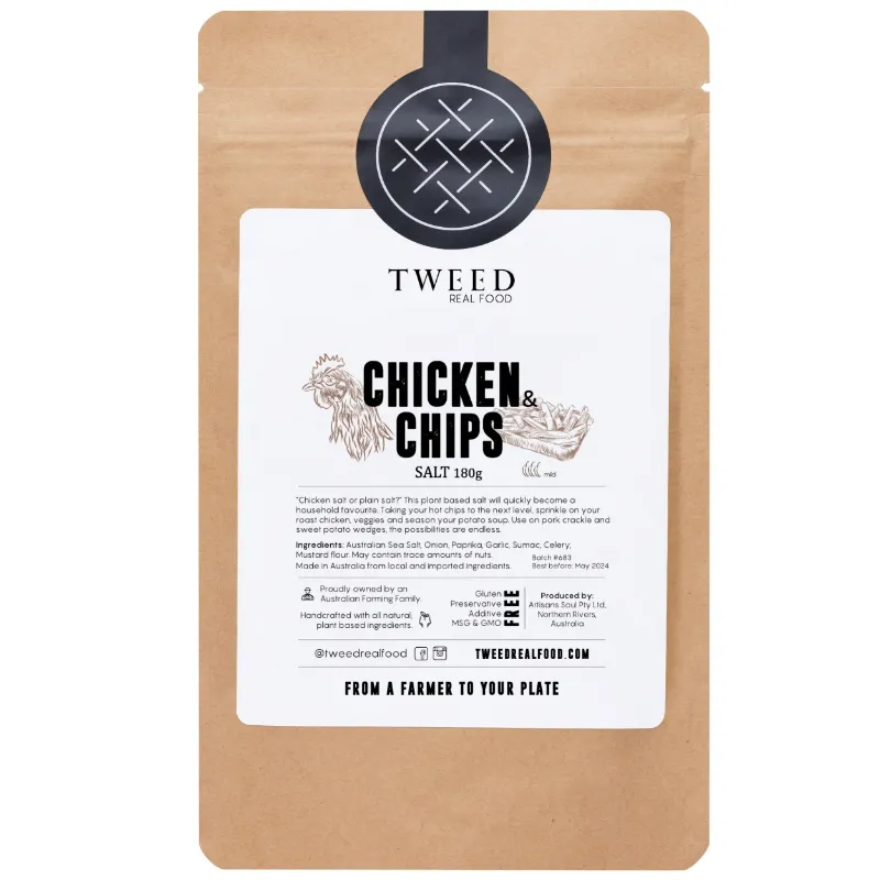 Tweed Real Food Chicken and Chips Salt bulk satchel, a large pouch of Aussie chicken salt