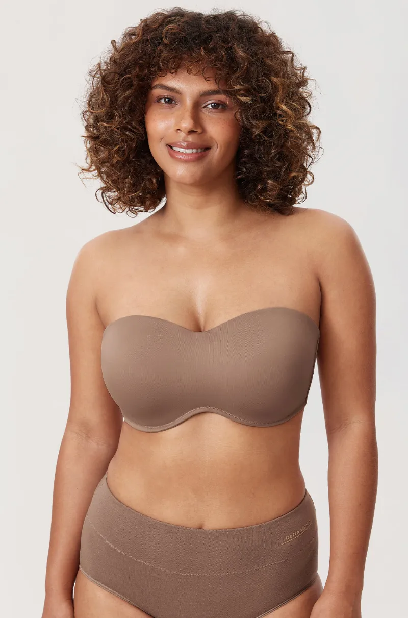 Essenther Global Bandeau Strapless Bra with anti-slip bands and underwire support