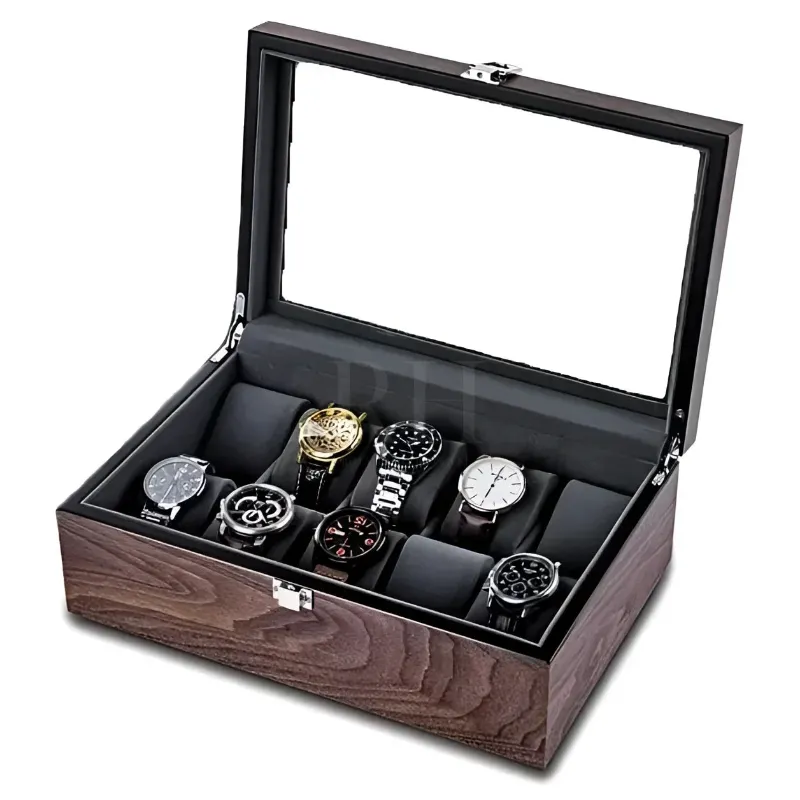 Rotation Horlogère Boite à Montre Noyer Majestueux walnut wood grain case for 10 watches