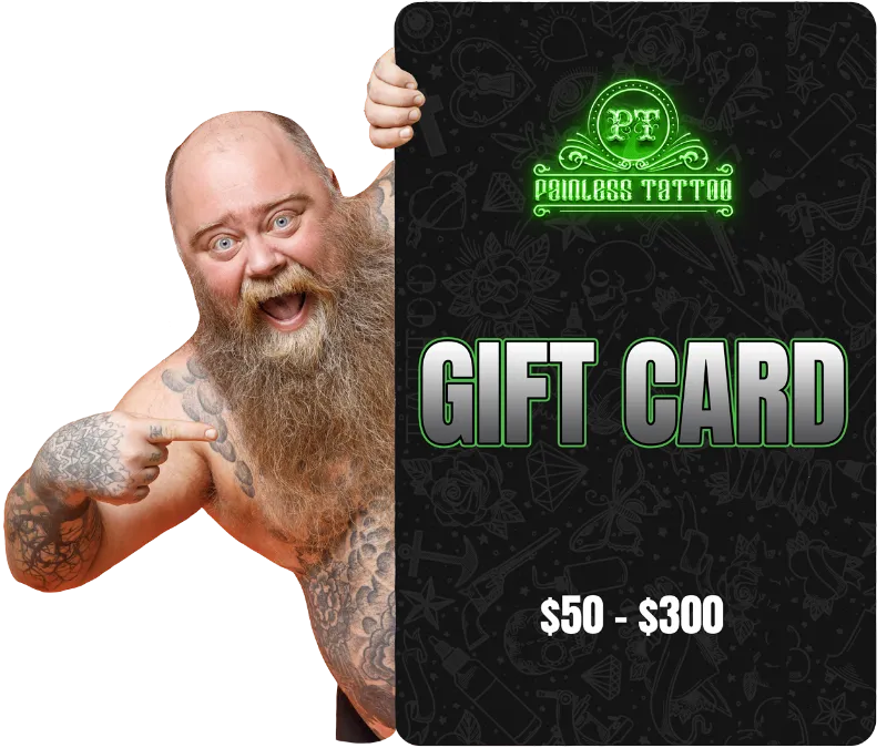 Painless Tattoo digital gift card graphic on white background