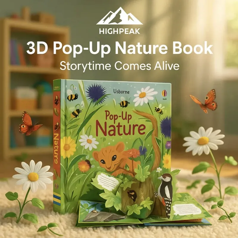 HighPeak 3D Pop-Up Nature Book open to a colorful pop-up nature scene