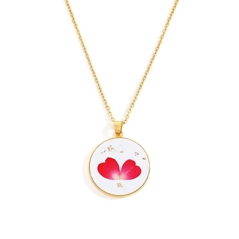 FabuLove Birth Month Flower Necklace with pressed flower in resin pendant