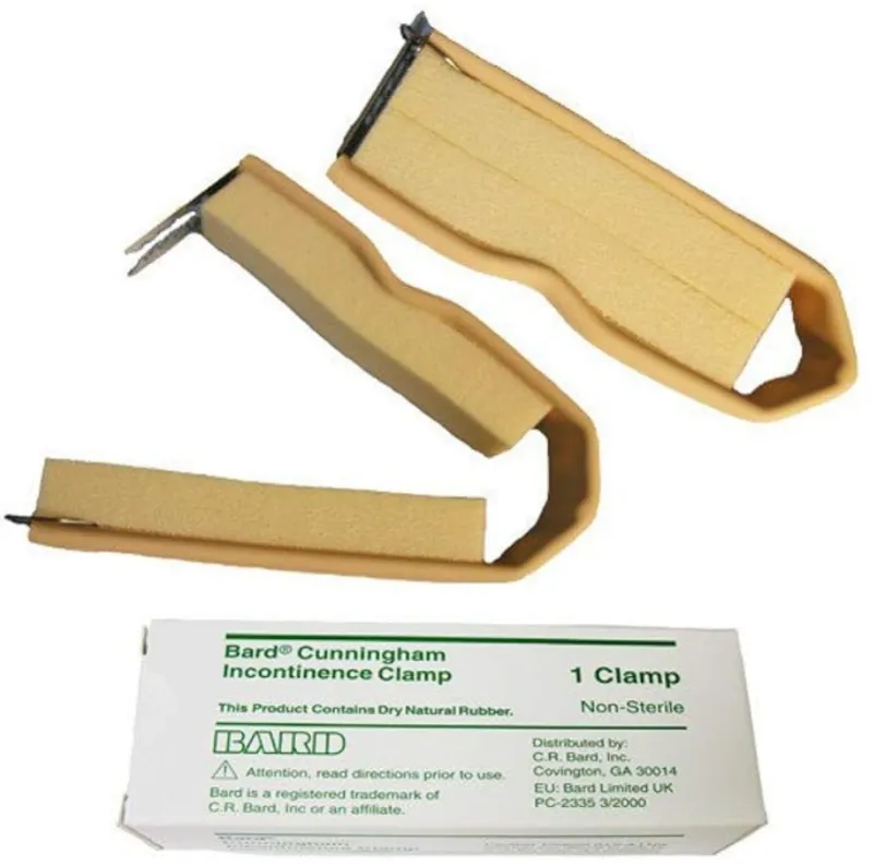 ActivKare Cunningham Penile Incontinence Clamp with hinged stainless steel frame and foam pads