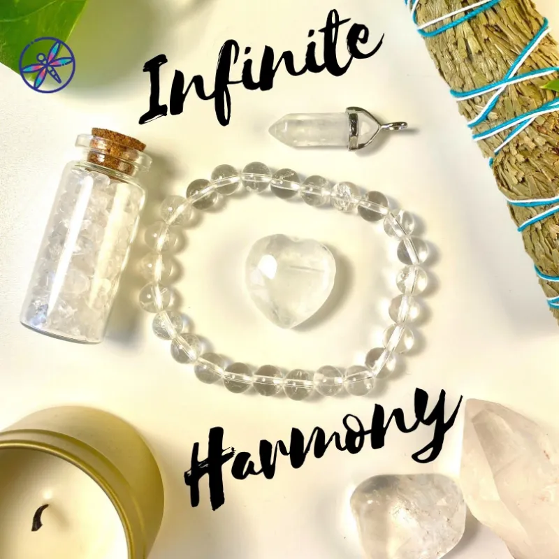 Turix Clear Quartz Crystal Gift Pack Infinite Harmony with pendant, bracelet, bottle, and heart