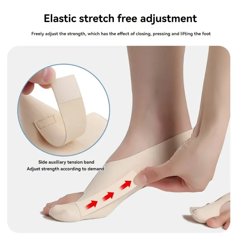 Kicklo Adjustable Hallux Valgus Bunion Corrector worn on foot in beige