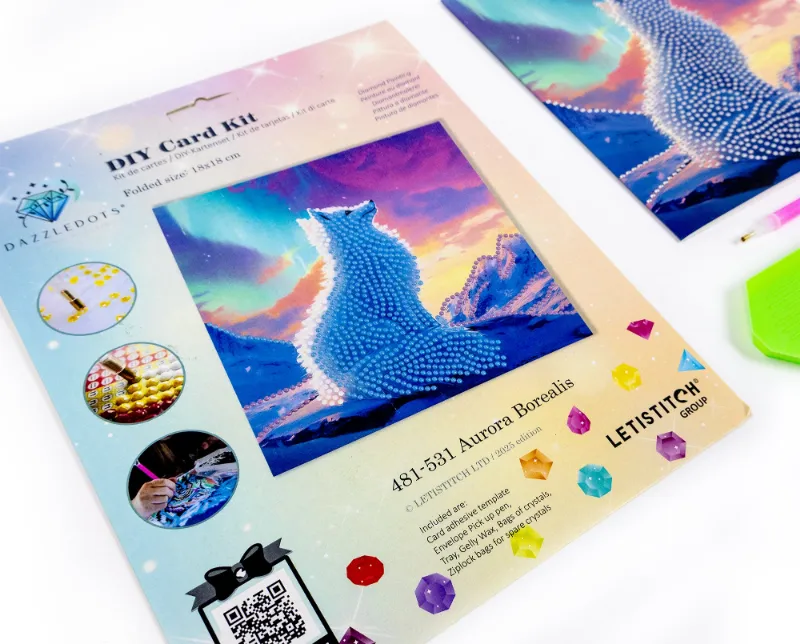 LETISTITCH 481-531 Aurora Borealis DIY diamond painting card kit with envelope and crystals