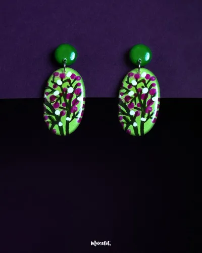 Muselot Baaghani handcrafted painted resin earrings