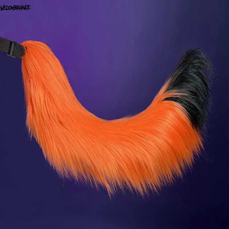 Velombrance Cosplay Orange Fox Tail VA01, a plush orange fox tail photographed on its own.
