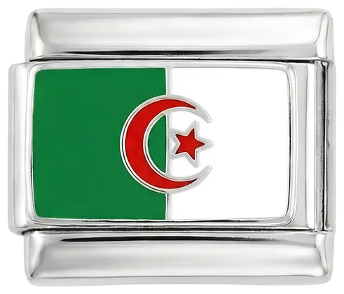 Charms Official Algeria on Silver charm showing Algerian flag design