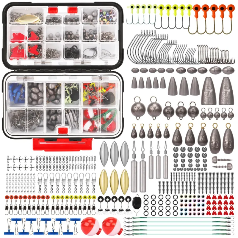 Truscend Fishing 403pcs tackle box kit with fishing accessories and removable dividers