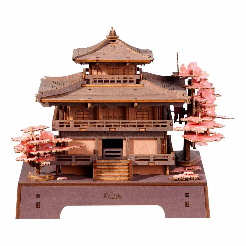 Varvikas 3D Wooden Mechanical Puzzle Kit, Sakura Pavilion (TGA07) wooden model components