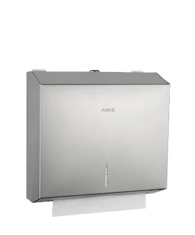 AIKE 250 Sheets Stainless Steel Commercial Wall Mount Paper Towel Dispenser with Lock, Model AK5180