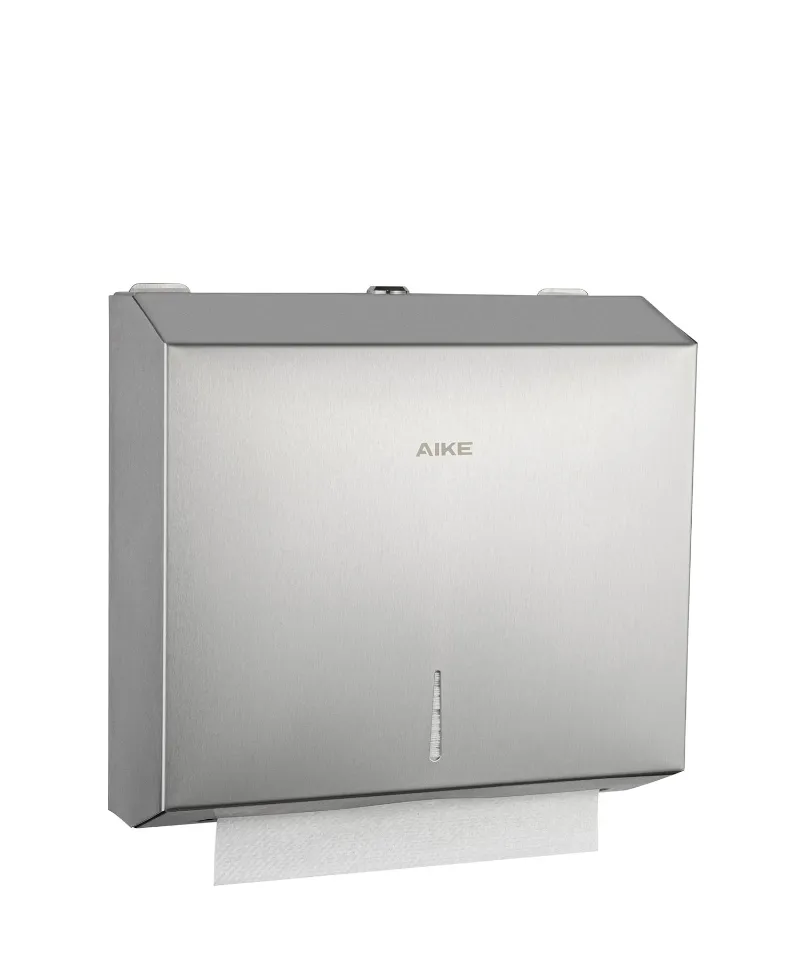 AIKE 250 Sheets Stainless Steel Commercial Wall Mount Paper Towel Dispenser with Lock, Model AK5180