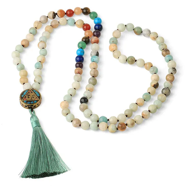 Turix Amazonite Mala featuring 8mm turquoise beads in long strand