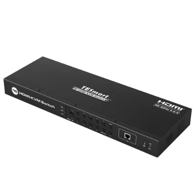 TESmart Refurbished 16 Port HDMI KVM Switch with 4K60Hz and RS232/LAN Control, front panel view