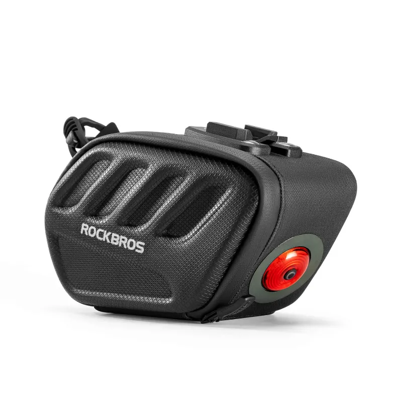 RockBros US C61 Hard Shell Bike Saddle Bag with integrated brake light and reflective trim