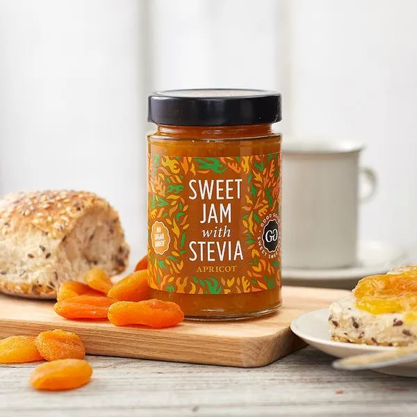 Nammi Apricot Sweet Jam with Stevia jar, 330g no added sugar preserve