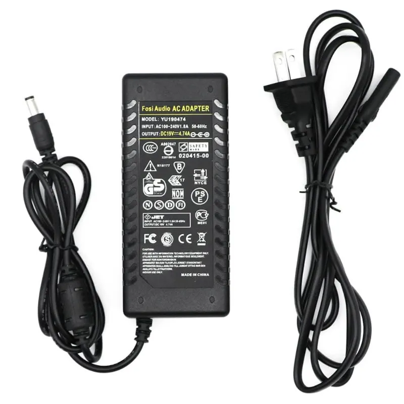 Fosi Audio 19V 4.7A 90W Power Adapter Supply with cable and connector plug