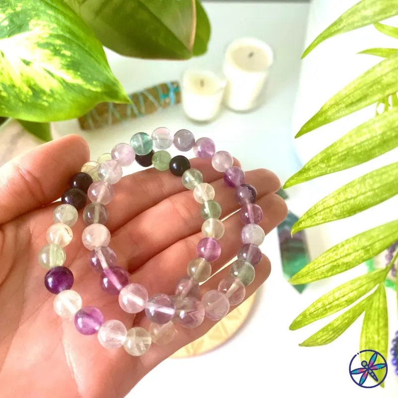 Turix Fluorite Bracelet with natural blue and purple fluorite gemstone beads