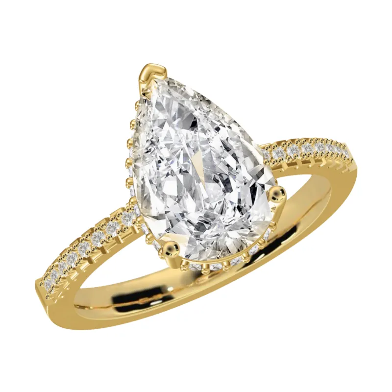 FabuLove Eclipse Teardrop Ring featuring a sparkling zirconia stone in a gold-plated setting