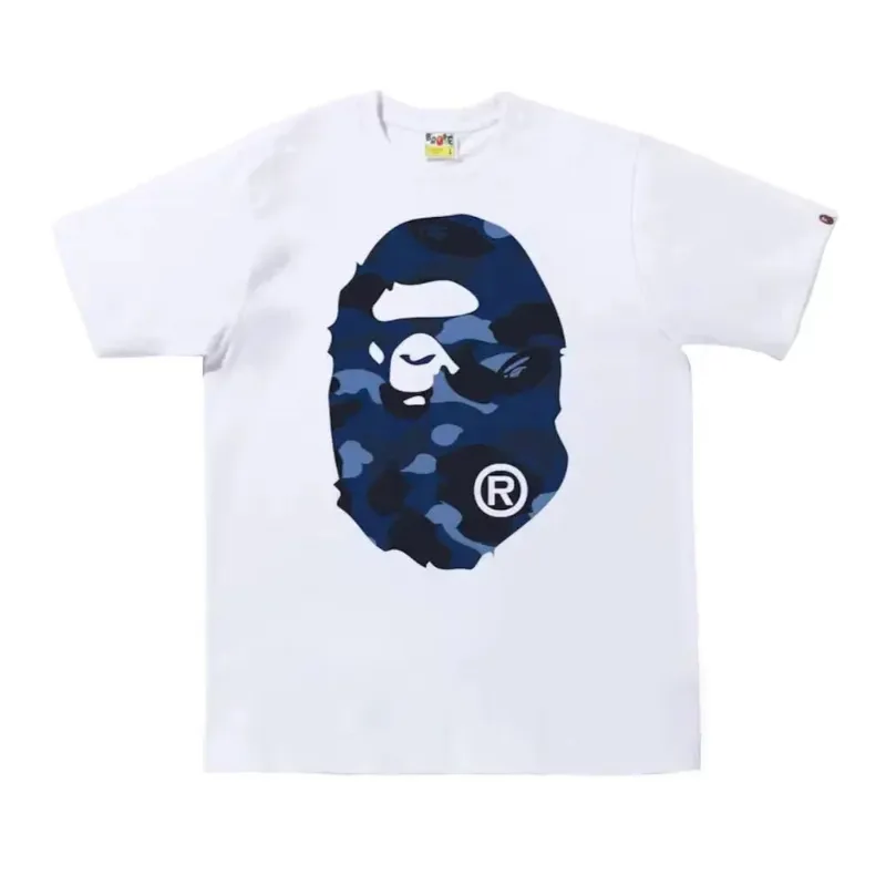 AfewVibe BAPE Color Camo Big Ape Head Tee White Blue showing blue camo graphic on white short-sleeve crewneck