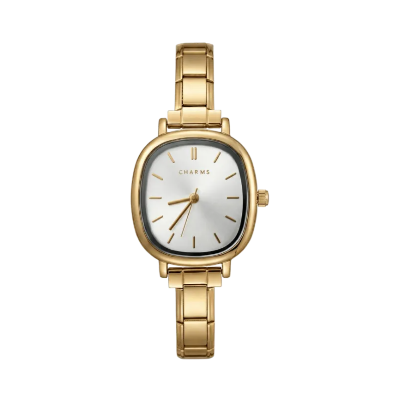 Charms Official Capri Watch Gold with White Dial Edition, gold tone case and white face