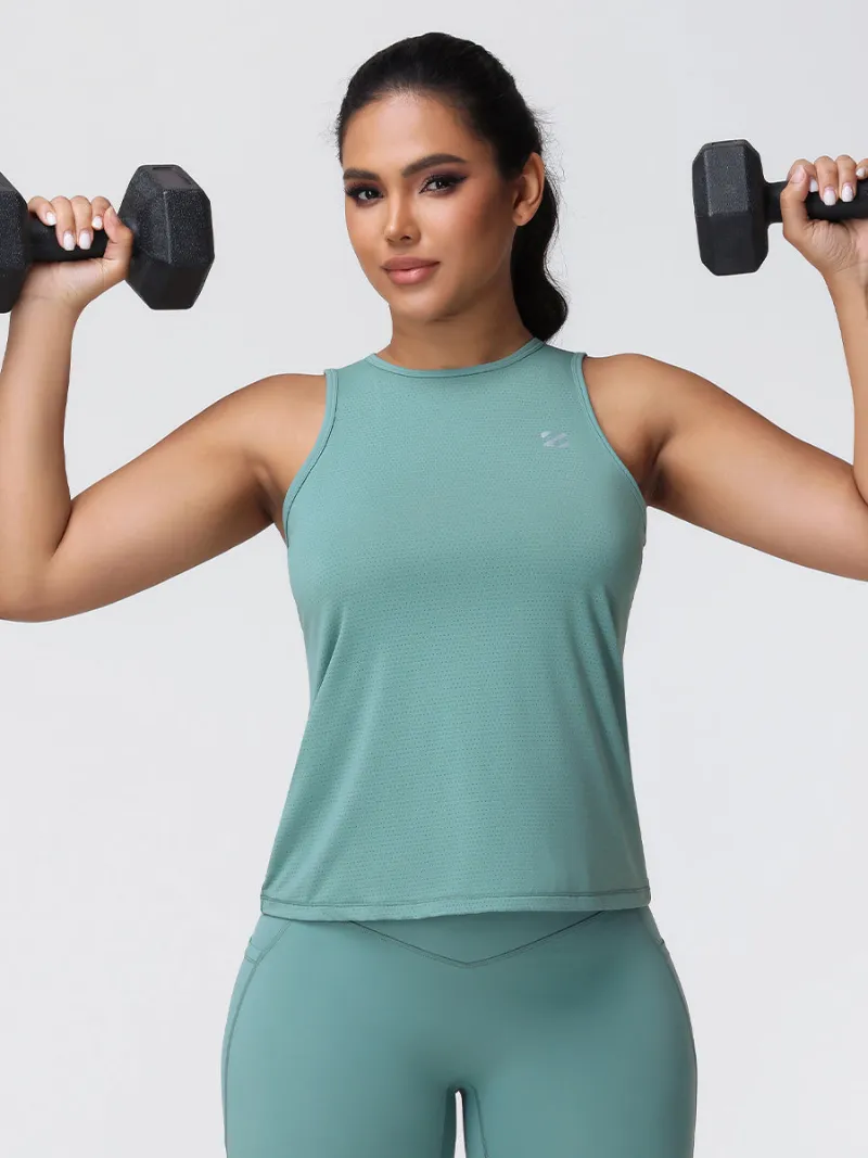 Zuluzenith Lightweight Activewear Women's Breathable Tank Top, sleeveless tank on model