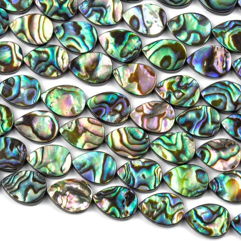 Cherry Tree Beads abalone paua shell 10x14mm teardrop beads on a 16 inch strand