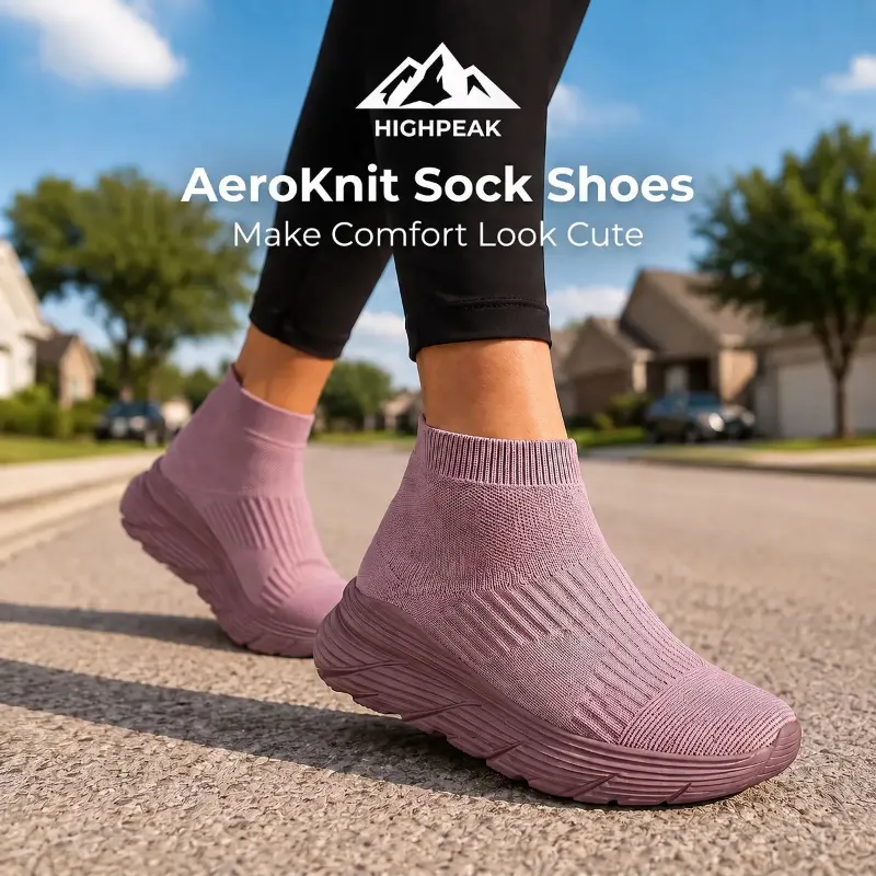 HighPeak AeroKnit Sock Shoes, laceless knit slip-on sneakers in ankle-height style