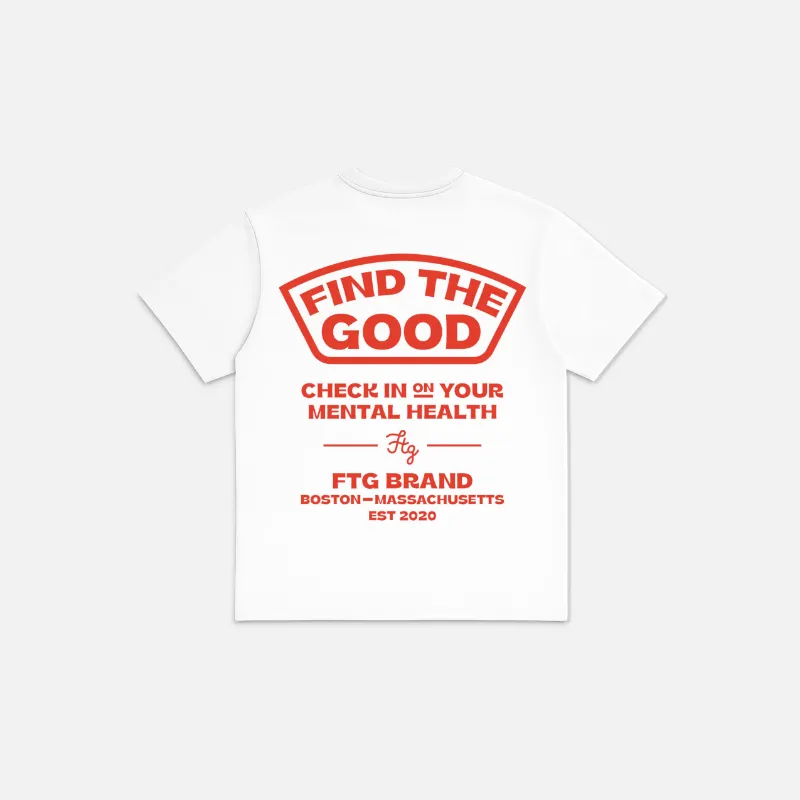 Find The Good Brand Check In On Your Mental Health Tee with front and back print