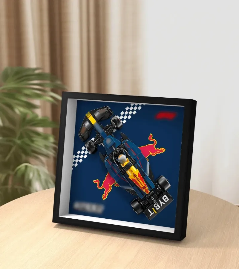 ICUANUTY Display Car Frame for Lego Speed Champions Red Bull RB20 77243, acrylic frame with black border