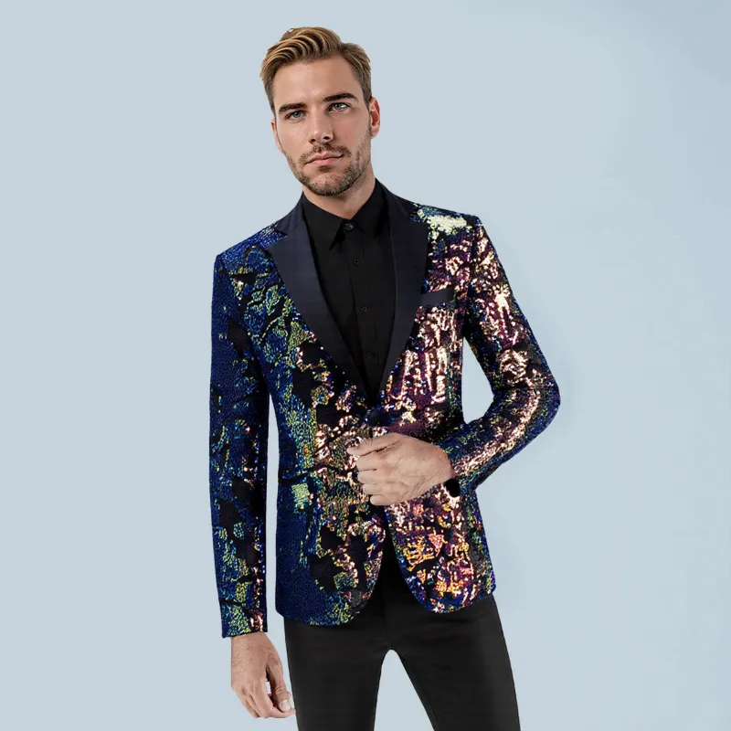 Cloudstyle E-234 Converted Sequin Jacket Slim Fit Party Blazer