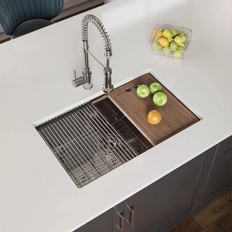 HOROW HR-MS3019D-L stainless steel farmhouse workstation sink single bowl