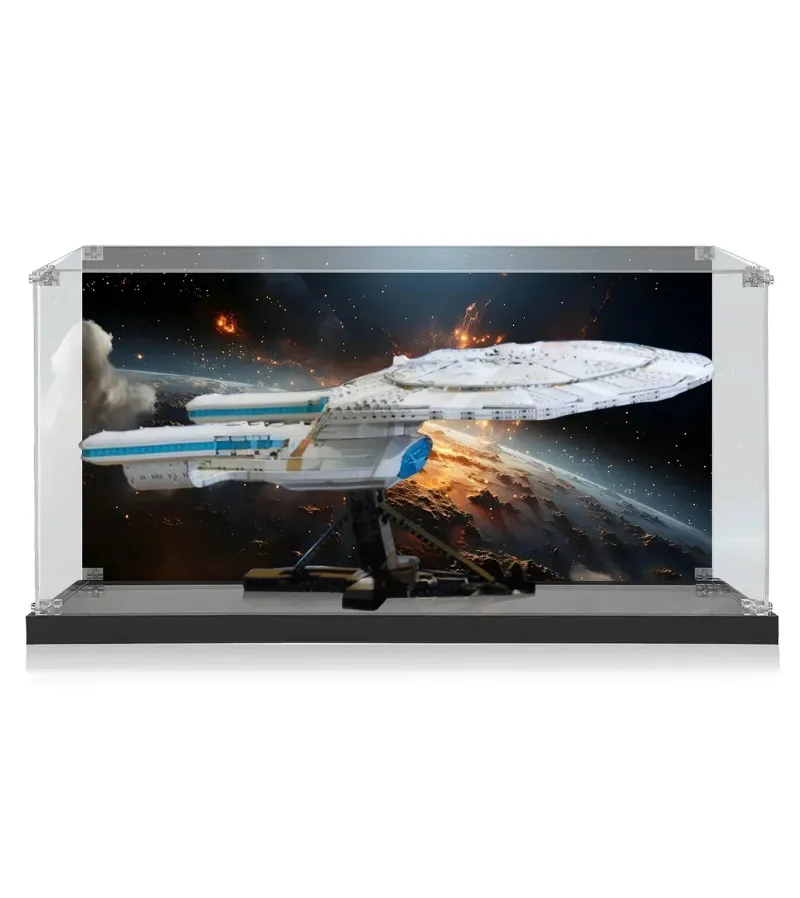 ICUANUTY Display case for LEGO Star Trek Enterprise, clear acrylic with black base