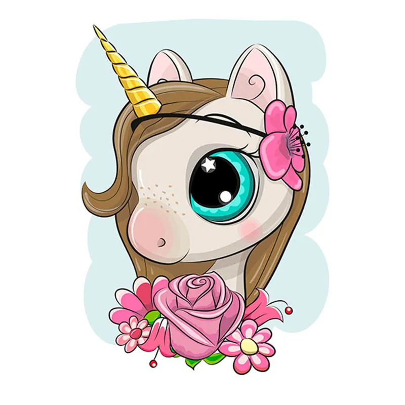 Varvikas 5D Diamond Painting 20×30 cm Cute Baby Unicorn, sparkly pink and brown unicorn on soft background