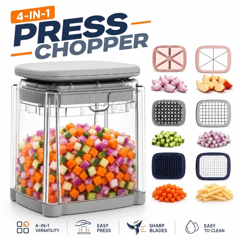 Kicklo 4-in-1 Multifunctional Vegetable Press Chopper with interchangeable blades